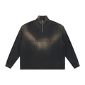 quaterzip,zip,sweatshirt,raw,faded,washed,black,brown,chill,streetwear