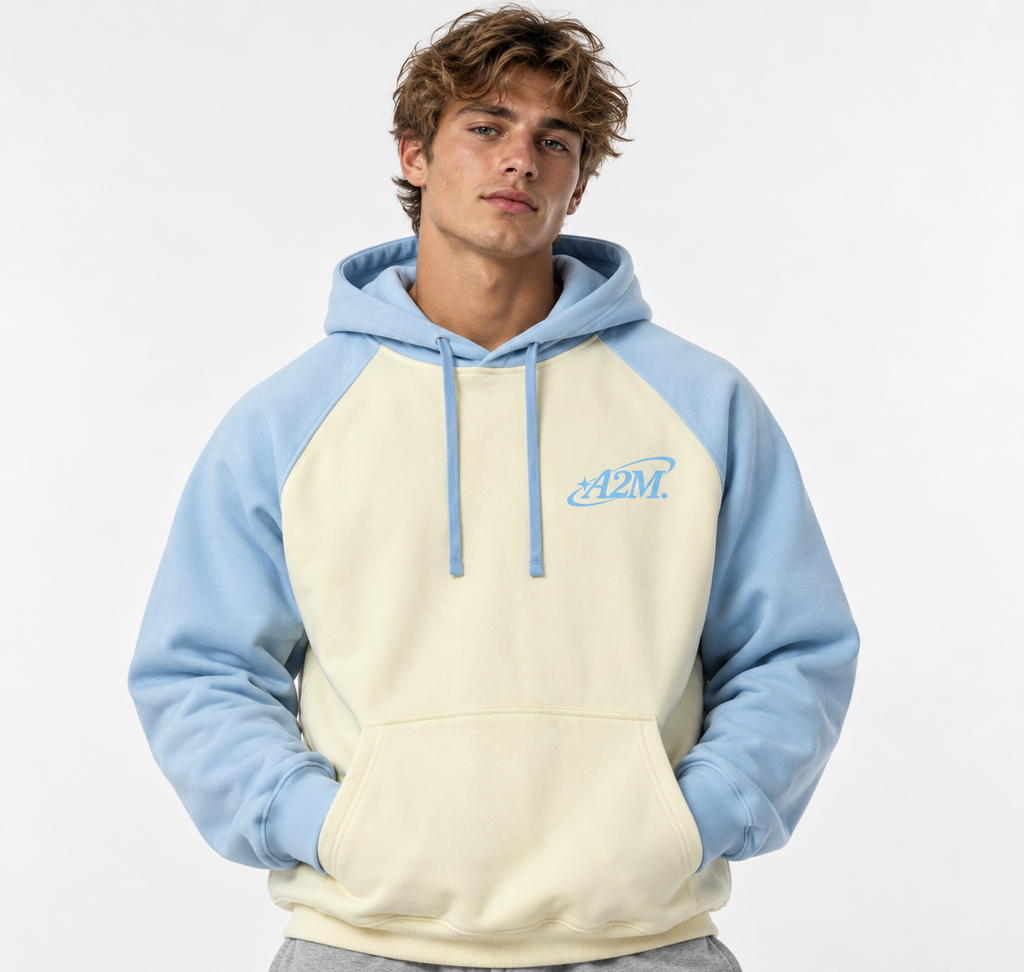 hoodie,raglan,relaxed,comfy,warm,blue,cream,beige,skyblue,babyblue