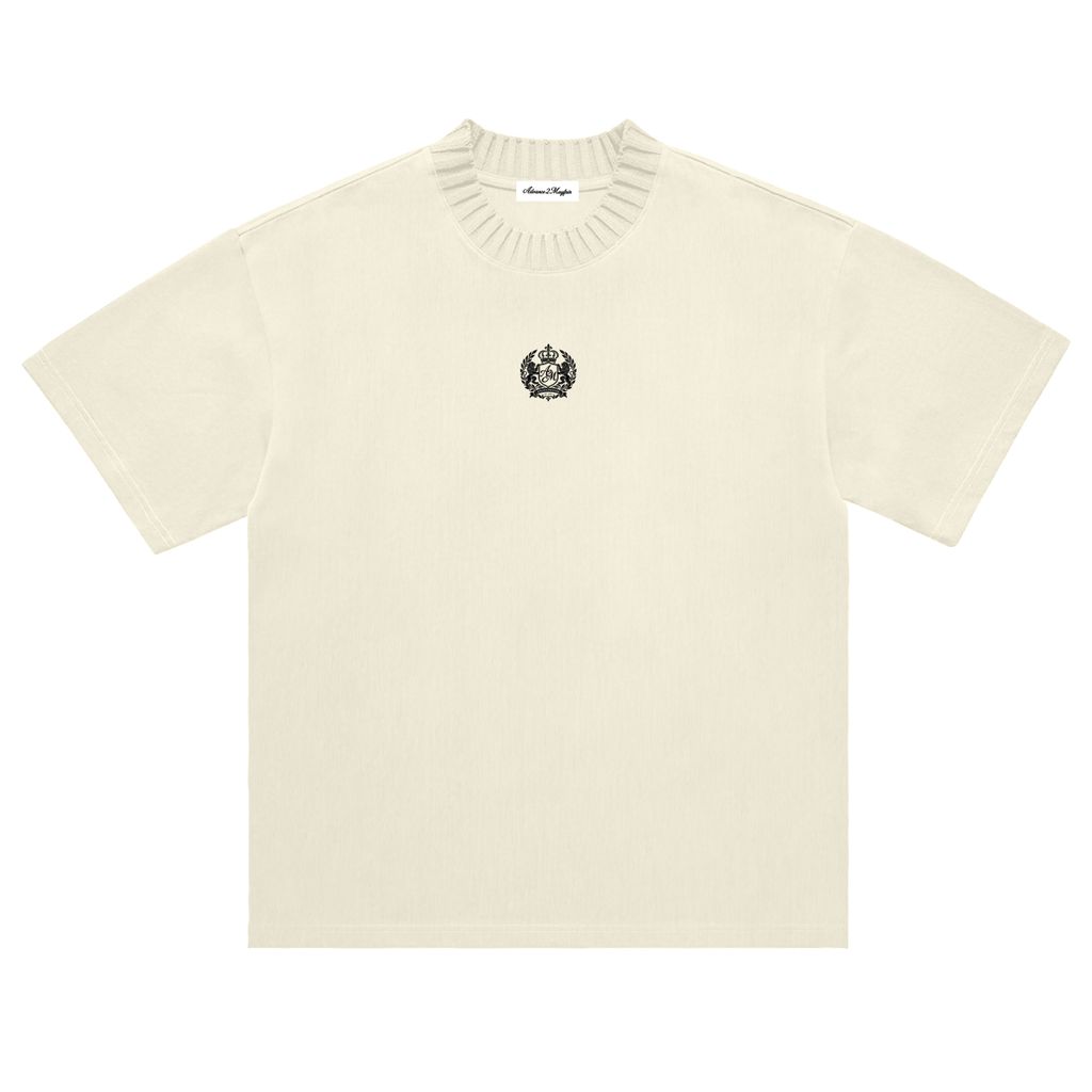 smart,luxury,crest,tshirt,cream,offwhite,apricot,knit,rib,knitted