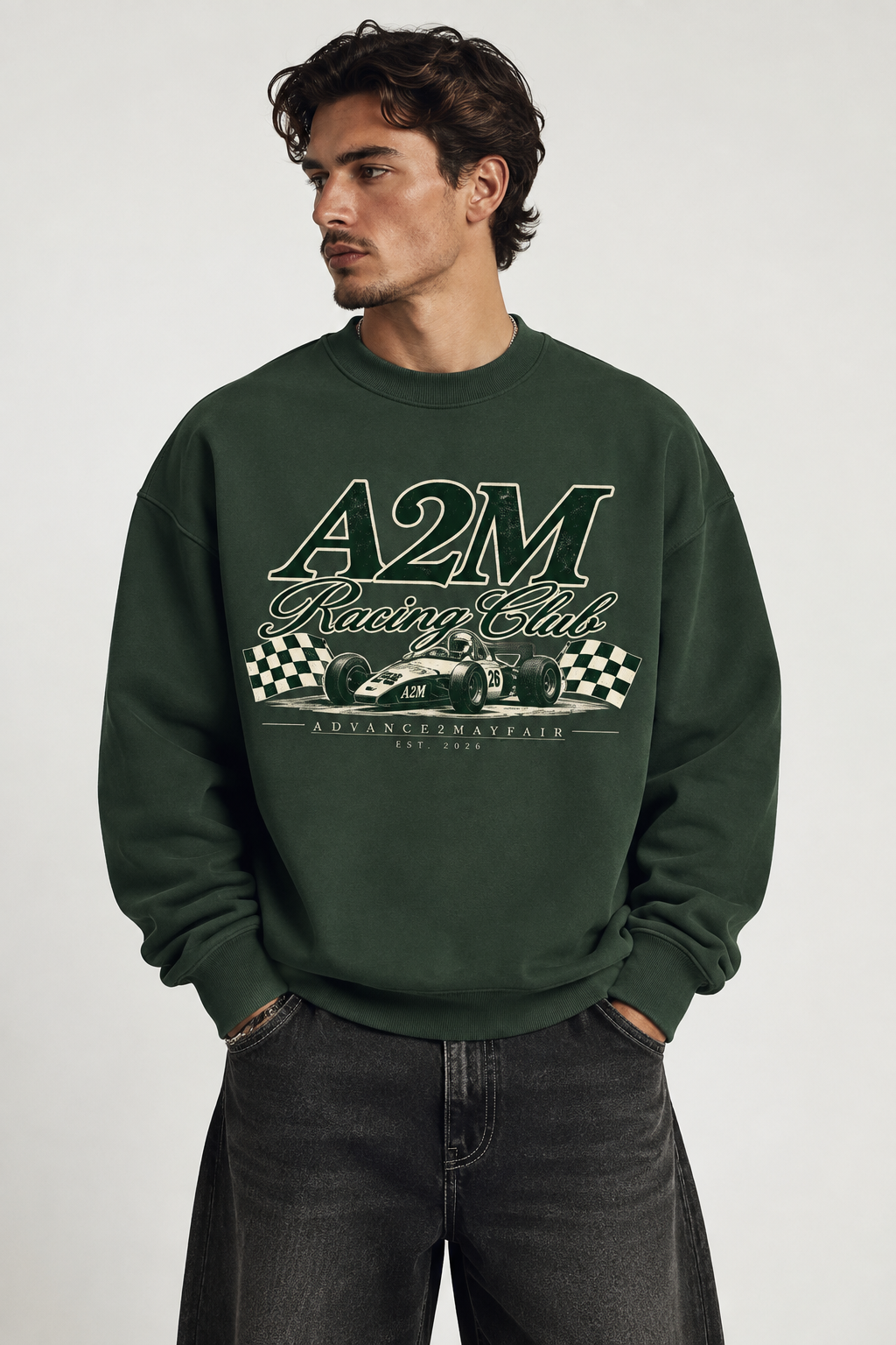sweatshirt,jumper,green,racing,comfy,cotton,wool,relaxed