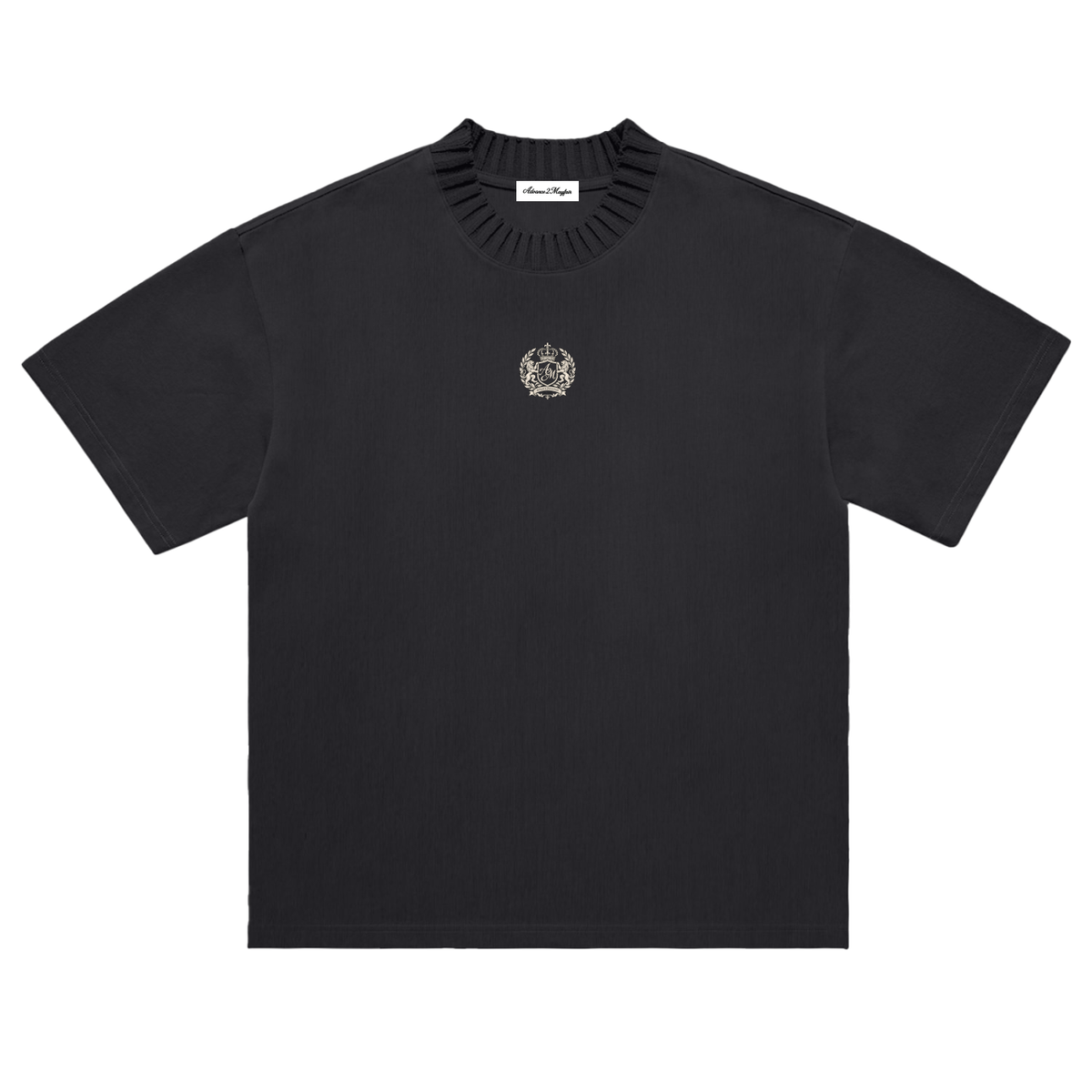 knitted,rib,collar,cotton,tshirt,luxury,crest