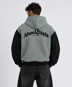 zipper,zip,hoodie,jacket,grey,black,relaxed