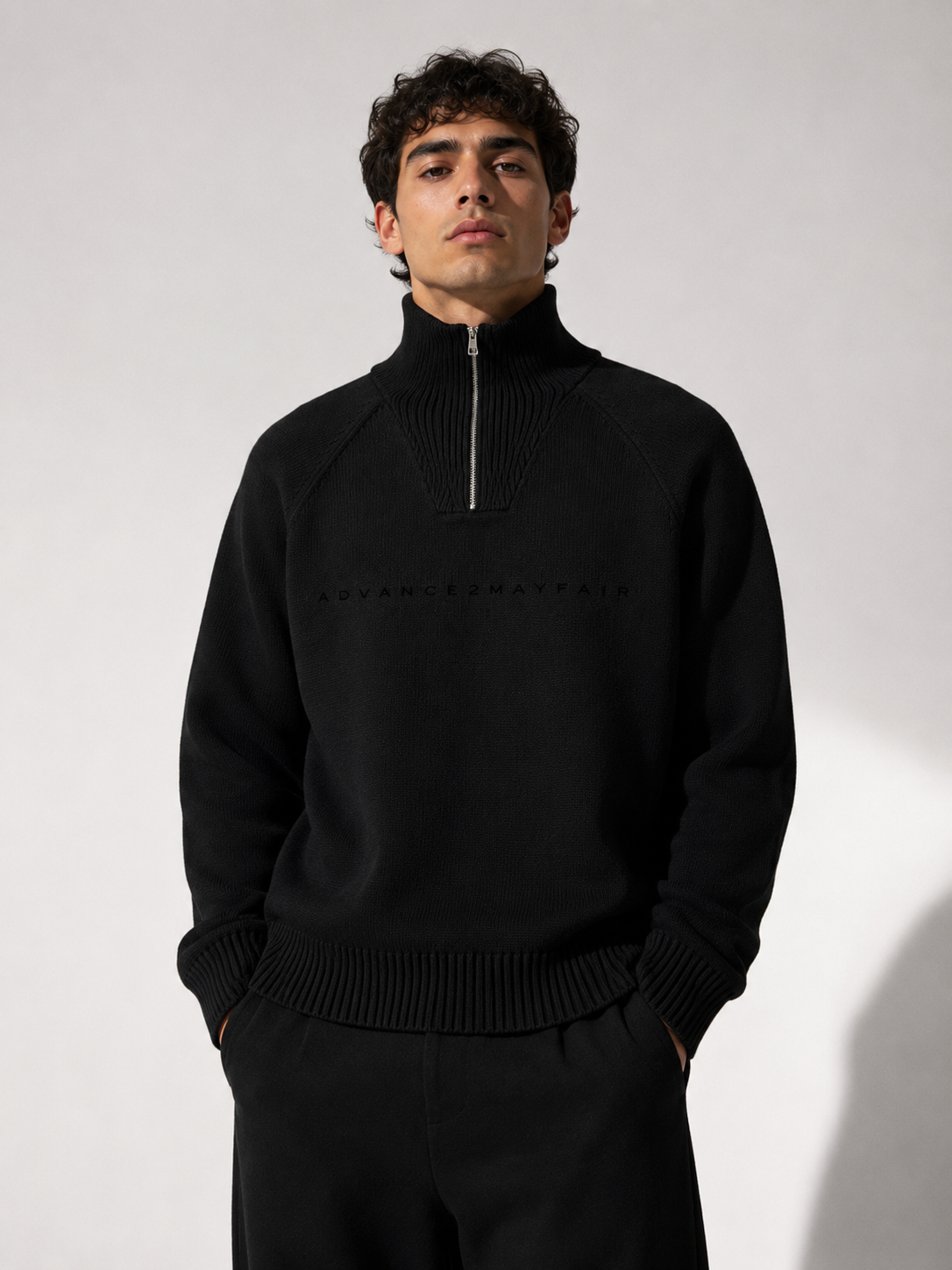 knit,knitwear,warm,jumper,quaterzip,zipper,zip,smart,casual,black