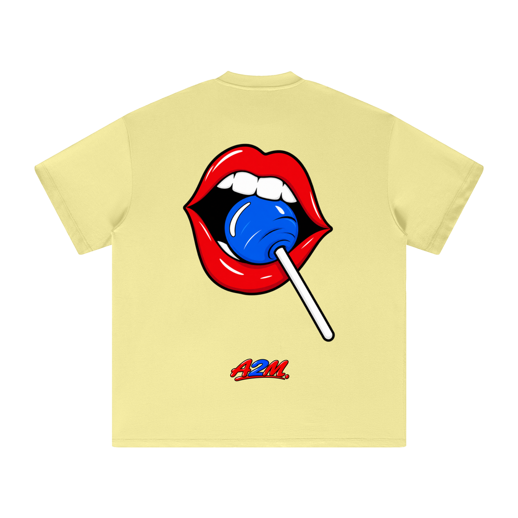 Tshirt,oversized,boxy,yellow,graphic,lollipop
