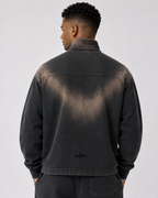 quaterzip,zip,sweatshirt,raw,faded,washed,black,brown,chill,streetwear