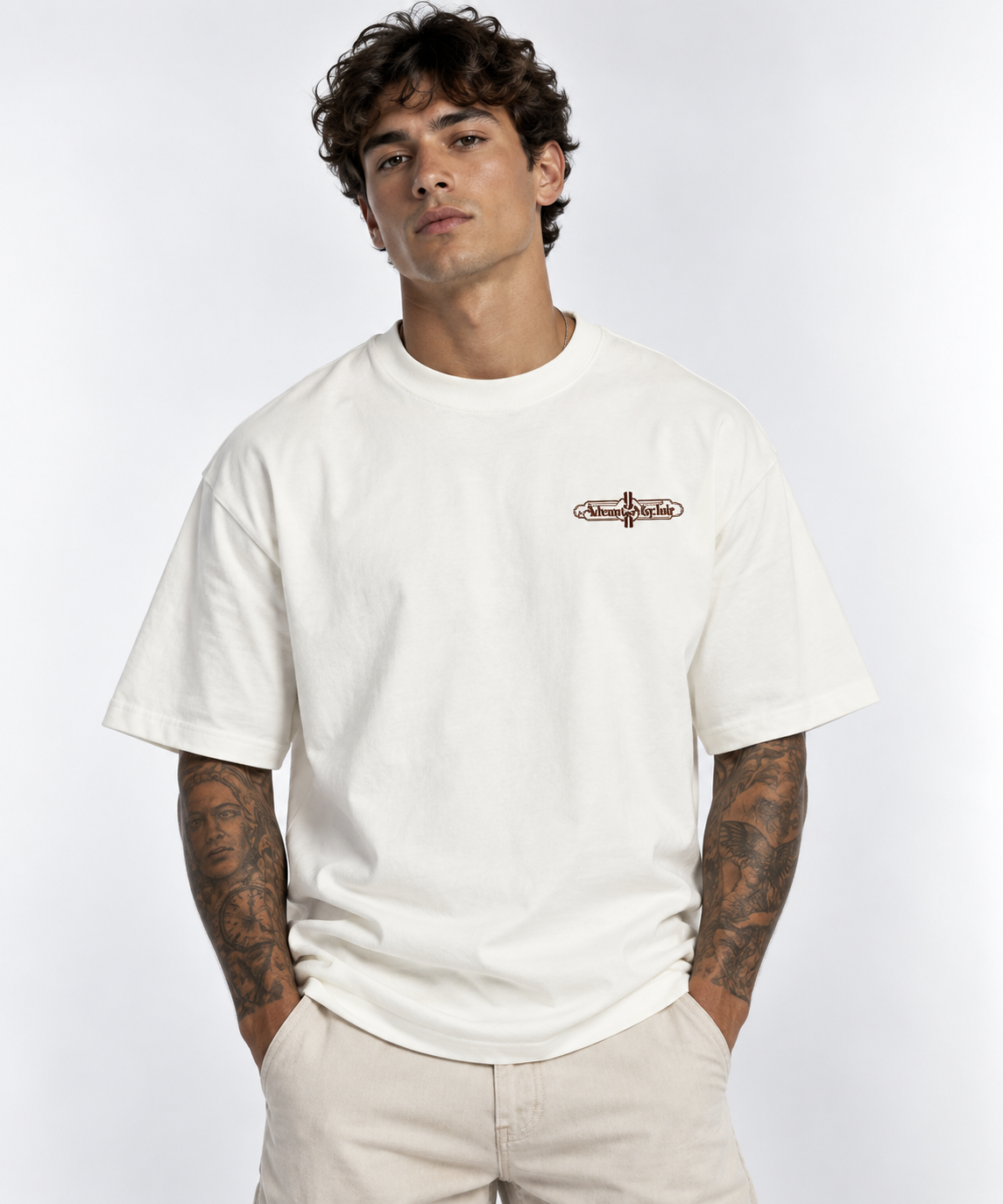 MEMBERS CLUB T-SHIRT - White & Brown
