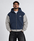 FORM 2 ZIP HOODIE - Navy & Grey