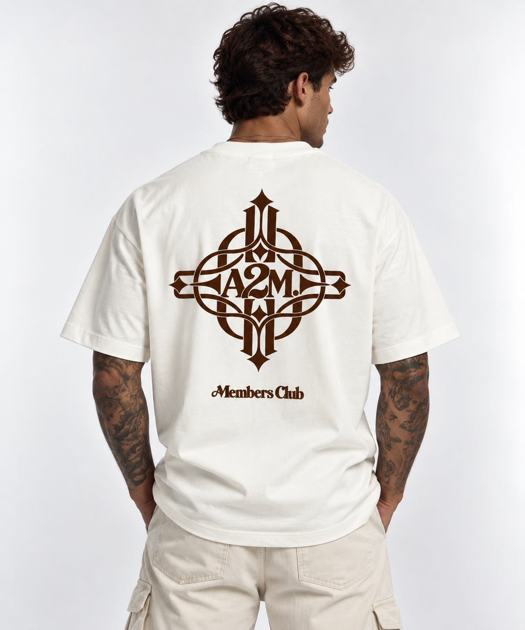 MEMBERS CLUB T-SHIRT - White & Brown