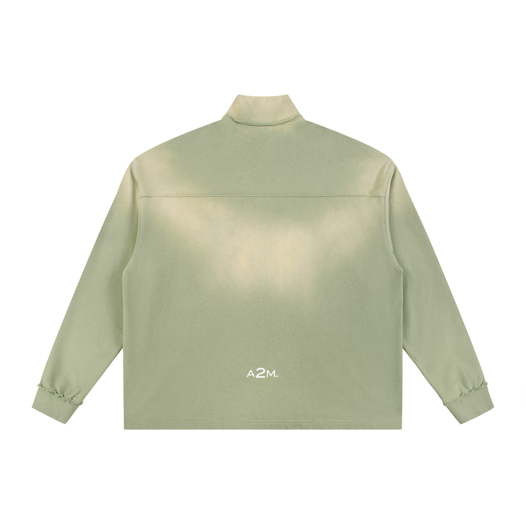 quaterzip,zip,zipper,sweatshirt,fade,washed,green,cream,jumper