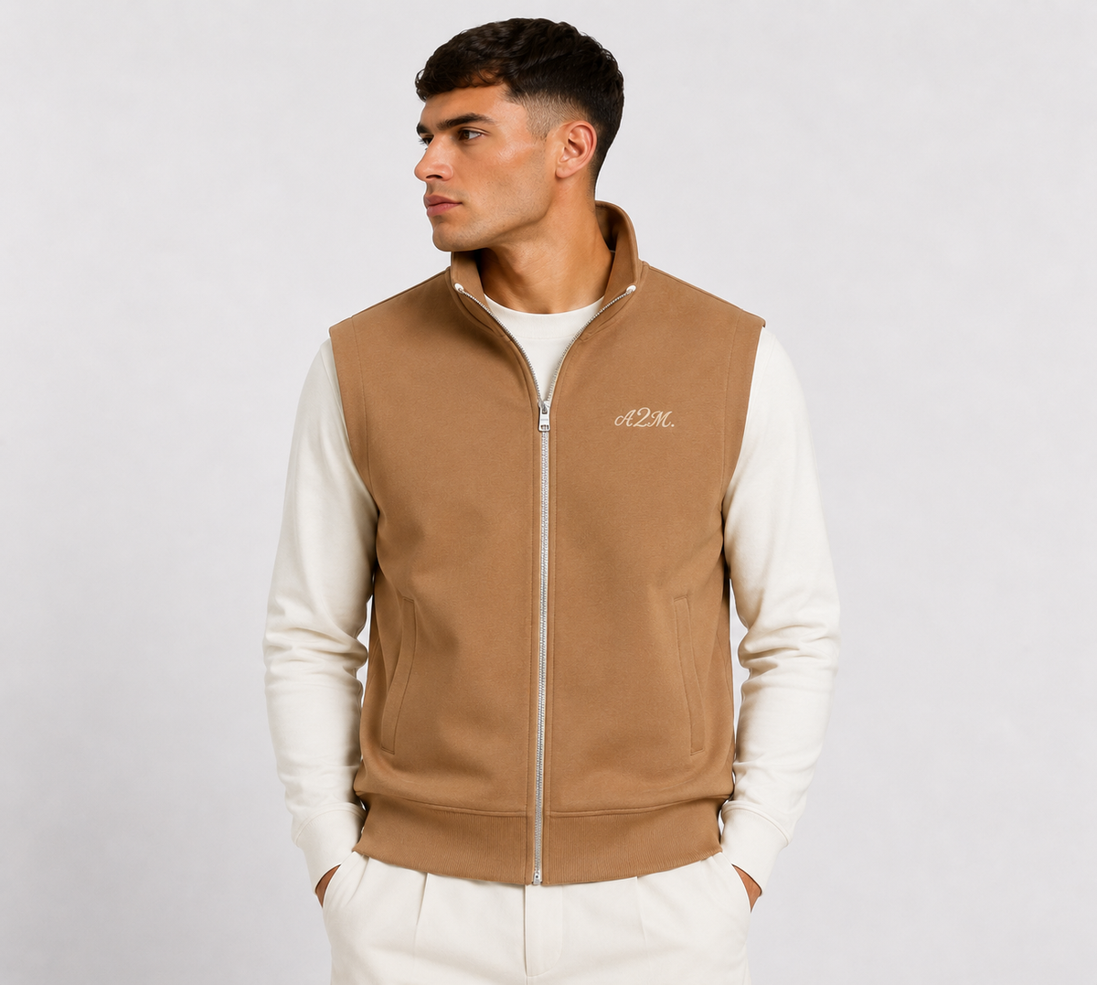 PREMIUM ZIPPER VEST - Khaki