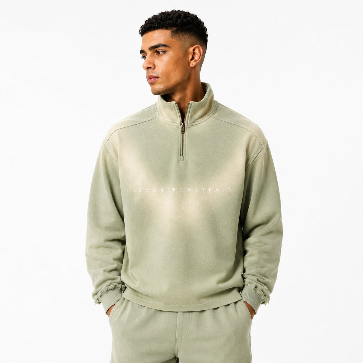 quaterzip,zip,zipper,sweatshirt,fade,washed,green,cream,jumper