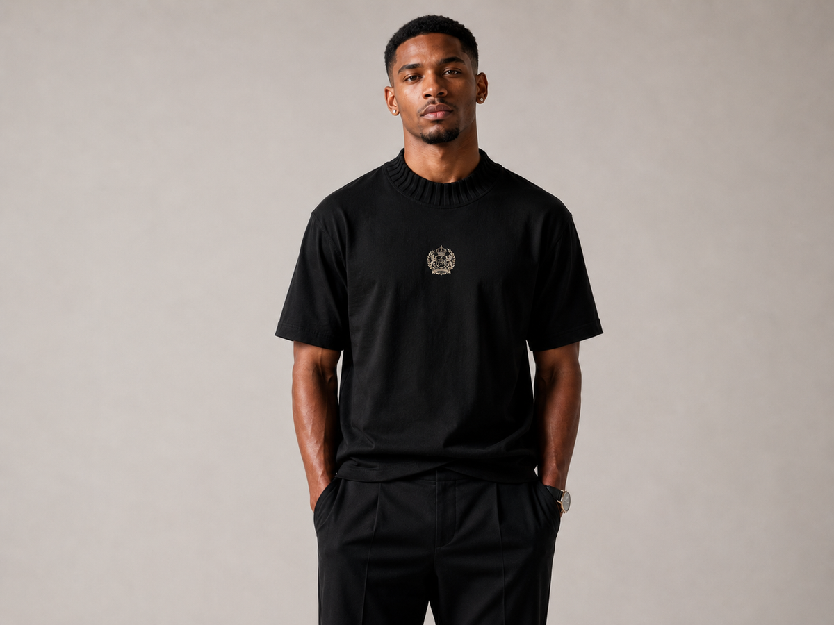 knitted,rib,collar,cotton,tshirt,luxury,crest
